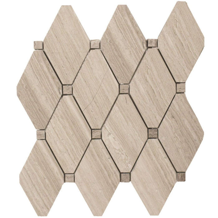 4.8 Sq Ft of White Oak Marble Mosaic Tile - 5" Beige Diamonds | TileBuys