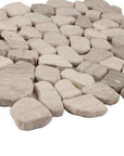 5 Sq Ft of White Oak Marble Mosaic Tile - Flat Pebble Pattern for Bathroom Floors | TileBuys