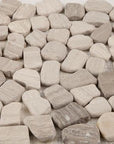 5 Sq Ft of White Oak Marble Mosaic Tile - Flat Pebble Pattern for Bathroom Floors | TileBuys