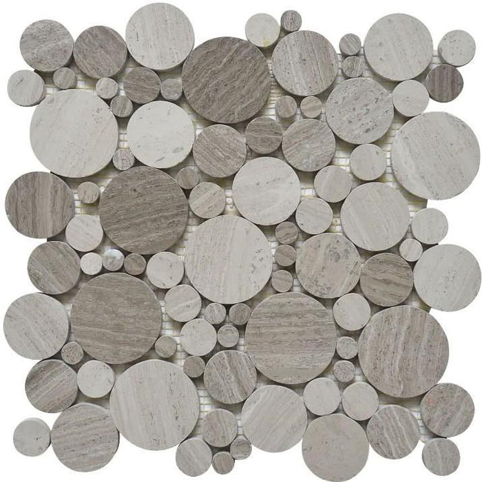 4.2 Sq Ft of White Oak Marble Mosaic Tile in Bubble Rounds | TileBuys