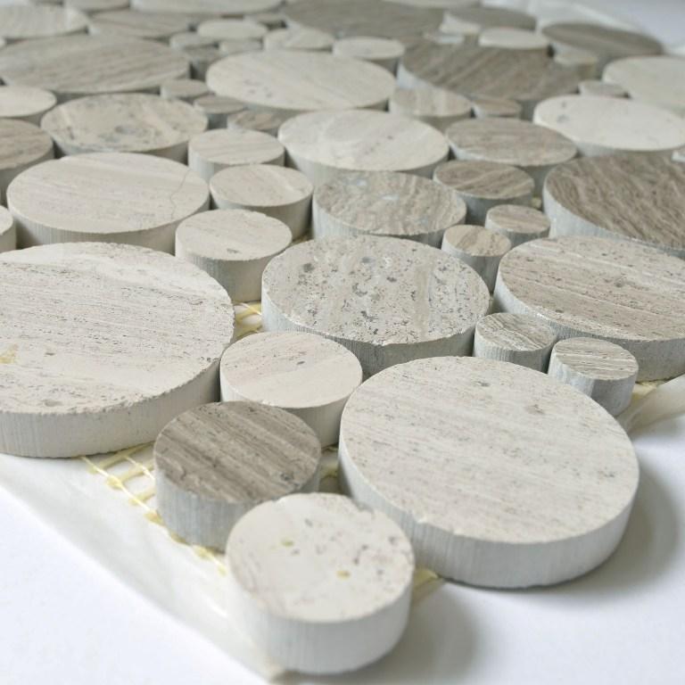 4.2 Sq Ft of White Oak Marble Mosaic Tile in Bubble Rounds | TileBuys