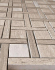 5 Sq Ft of White Oak Marble Mosaic Tile - Woven Squares & Strips | TileBuys