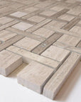 5 Sq Ft of White Oak Marble Mosaic Tile - Woven Squares & Strips | TileBuys