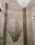 White Thassos and Bianco Carrara Marble Waterjet Mosaic Tile in Ballet Ribbon | TileBuys