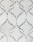 White Thassos and Bianco Carrara Marble Waterjet Mosaic Tile in Ballet Ribbon | TileBuys