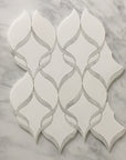 White Thassos and Bianco Carrara Marble Waterjet Mosaic Tile in Ballet Ribbon | TileBuys