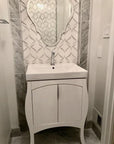 White Thassos and Bianco Carrara Marble Waterjet Mosaic Tile in Ballet Ribbon | TileBuys