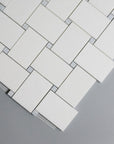 White Thassos and Blue Celeste Marble Mosaic Tile in Bold Basketweave | TileBuys