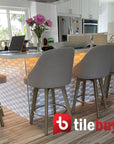 White Thassos and Blue Celeste Marble Waterjet Mosaic Tile in Prima Brackets | TileBuys