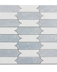White Thassos and Blue Celeste Marble Waterjet Mosaic Tile in Prima Brackets | TileBuys