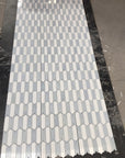 White Thassos and Blue Celeste Marble Waterjet Mosaic Tile in Prima Brackets | TileBuys