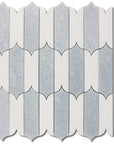 White Thassos and Blue Celeste Marble Waterjet Mosaic Tile in Prima Brackets | TileBuys