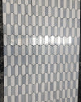 White Thassos and Blue Celeste Marble Waterjet Mosaic Tile in Prima Brackets | TileBuys