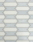 White Thassos and Blue Celeste Marble Waterjet Mosaic Tile in Prima Brackets | TileBuys