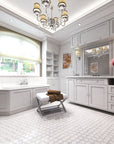 White Thassos and Carrara Bianco Marble Waterjet Mosaic Tile in Princess Weave | TileBuys