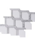 White Thassos and Carrara Bianco Marble Waterjet Mosaic Tile in Princess Weave | TileBuys