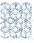 White Thassos and Carrara White Marble Waterjet Mosaic Tile in Floral Rings | TileBuys