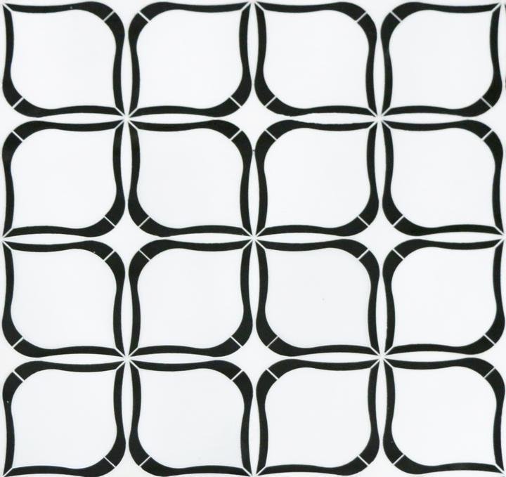 White Thassos and Nero Black Marble Waterjet Mosaic Tile - Flower Petal Pattern Tile in Fleur Noir | TileBuys