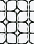 White Thassos and Nero Black Marble Waterjet Mosaic Tile - Flower Petal Pattern Tile in Fleur Noir | TileBuys