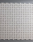 Pearl Weave - Basketweave Mosaic Tile in White Thassos Marble and Mother Of Pearl | TileBuys