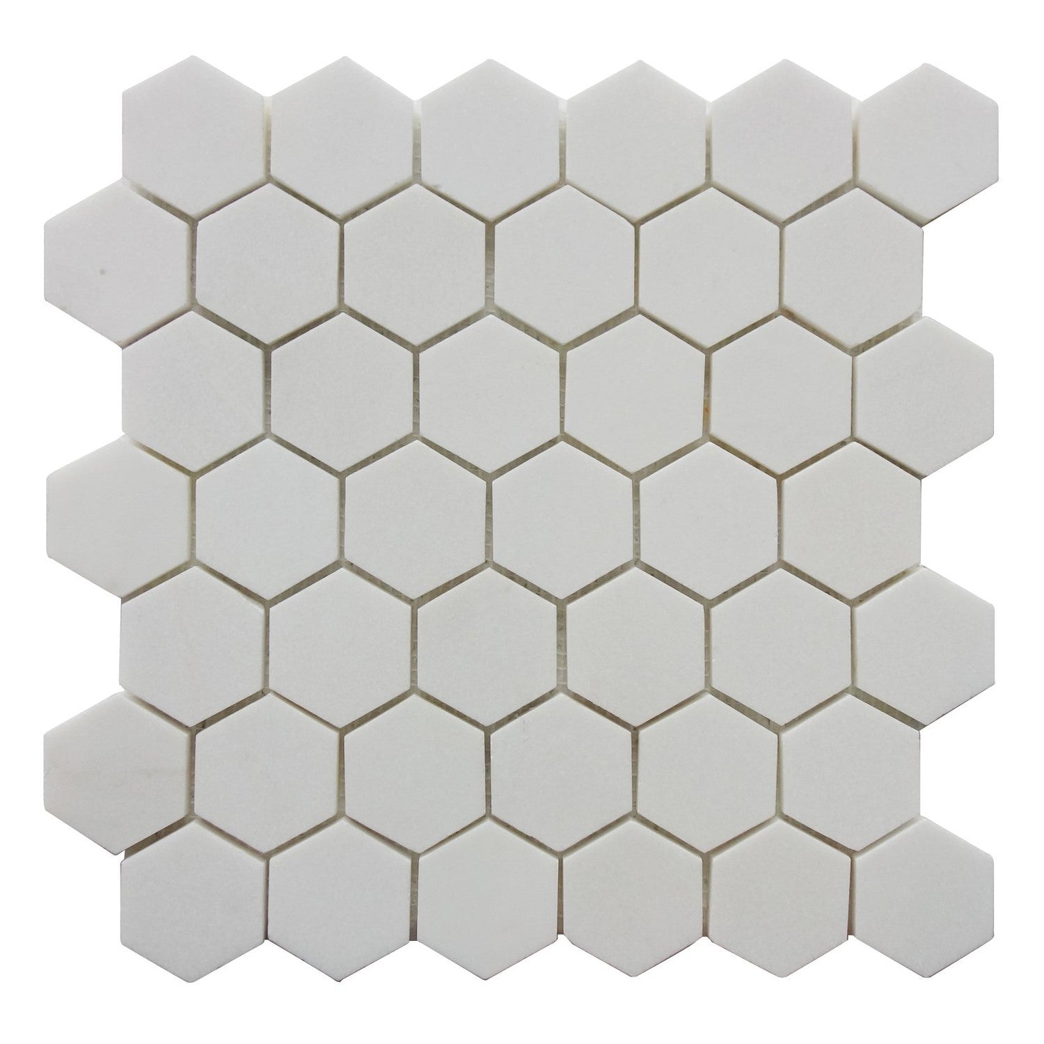 White Thassos Marble Mosaic Tile - 2" Hexagons | TileBuys