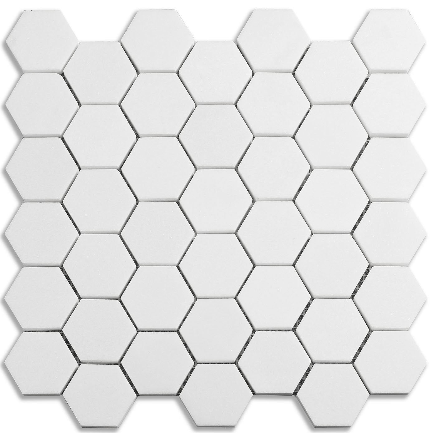 White Thassos Marble Mosaic Tile - 2" Hexagons | TileBuys