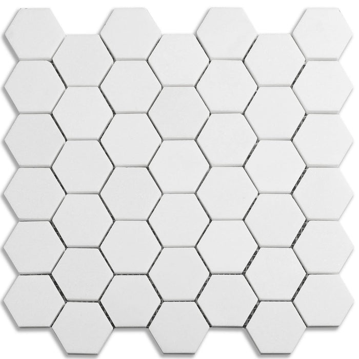White Thassos Marble Mosaic Tile - 2" Hexagons | TileBuys