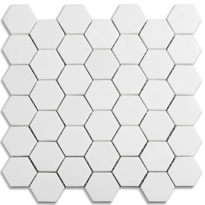 White Thassos Marble Mosaic Tile - 2" Hexagons | TileBuys