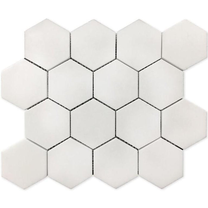 White Thassos Marble Mosaic Tile - 3" Hexagons | TileBuys