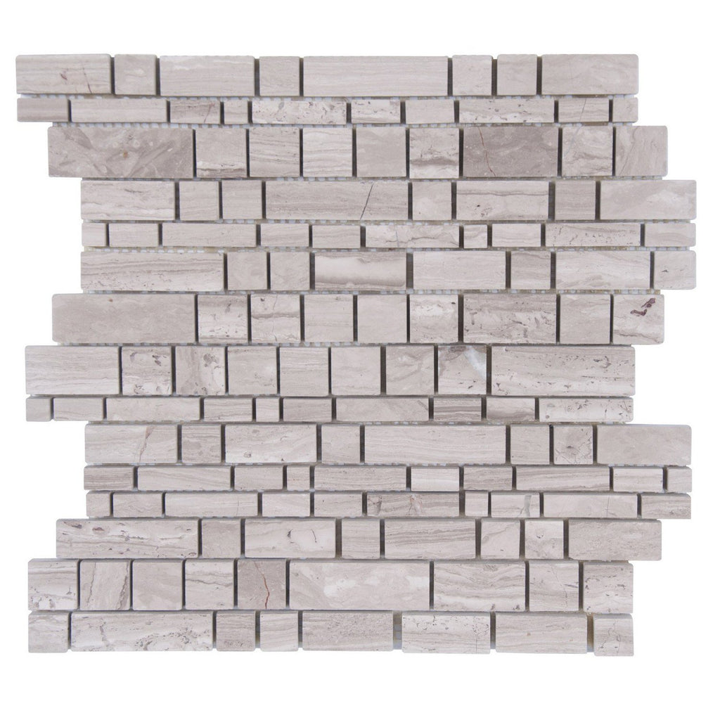 Wooden Marble Mosaic Tile in Stacked Block - Honed | TileBuys