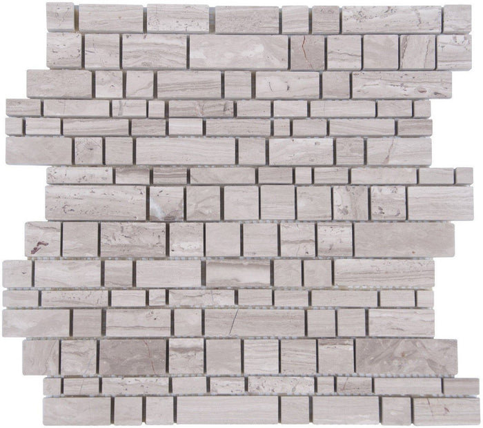 Wooden Marble Mosaic Tile in Stacked Block - Honed | TileBuys