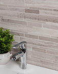 Wooden Marble Mosaic Tile - Random Linear Strips - Honed | TileBuys