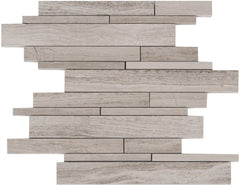 Wooden Marble Mosaic Tile - Random Linear Strips - Honed | TileBuys