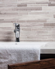 Wooden Marble Mosaic Tile - Random Linear Strips - Honed | TileBuys