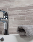 Wooden Marble Mosaic Tile - Random Linear Strips - Honed | TileBuys
