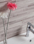 Wooden Marble Mosaic Tile - Random Linear Strips - Honed | TileBuys
