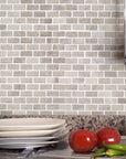 Wooden Marble Mosaic Wall Tile - Mini Brick Pattern - Honed | TileBuys