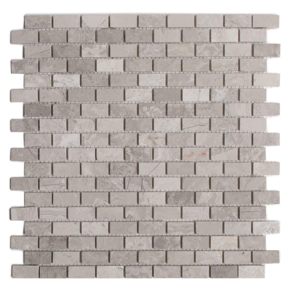 Wooden Marble Mosaic Wall Tile - Mini Brick Pattern - Honed | TileBuys